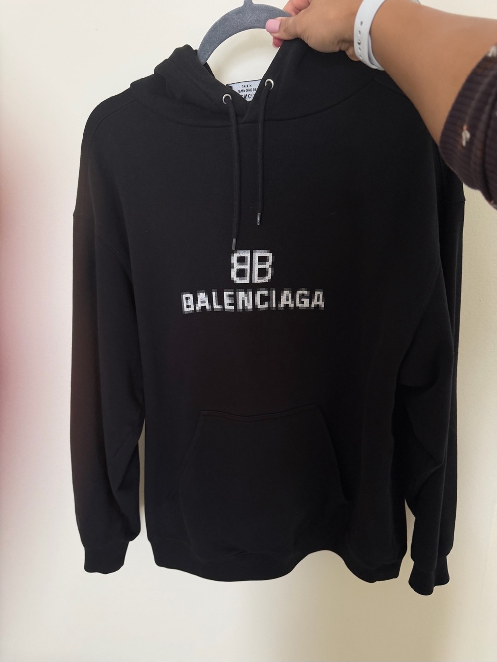 BALENCIAGA OVERSIZED 2021 PIXEL BB HOODIE UNISEX (XXS for men,M for women)